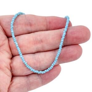 Estate Sterling Silver 925 Turquoise Beaded Necklace 17.5"